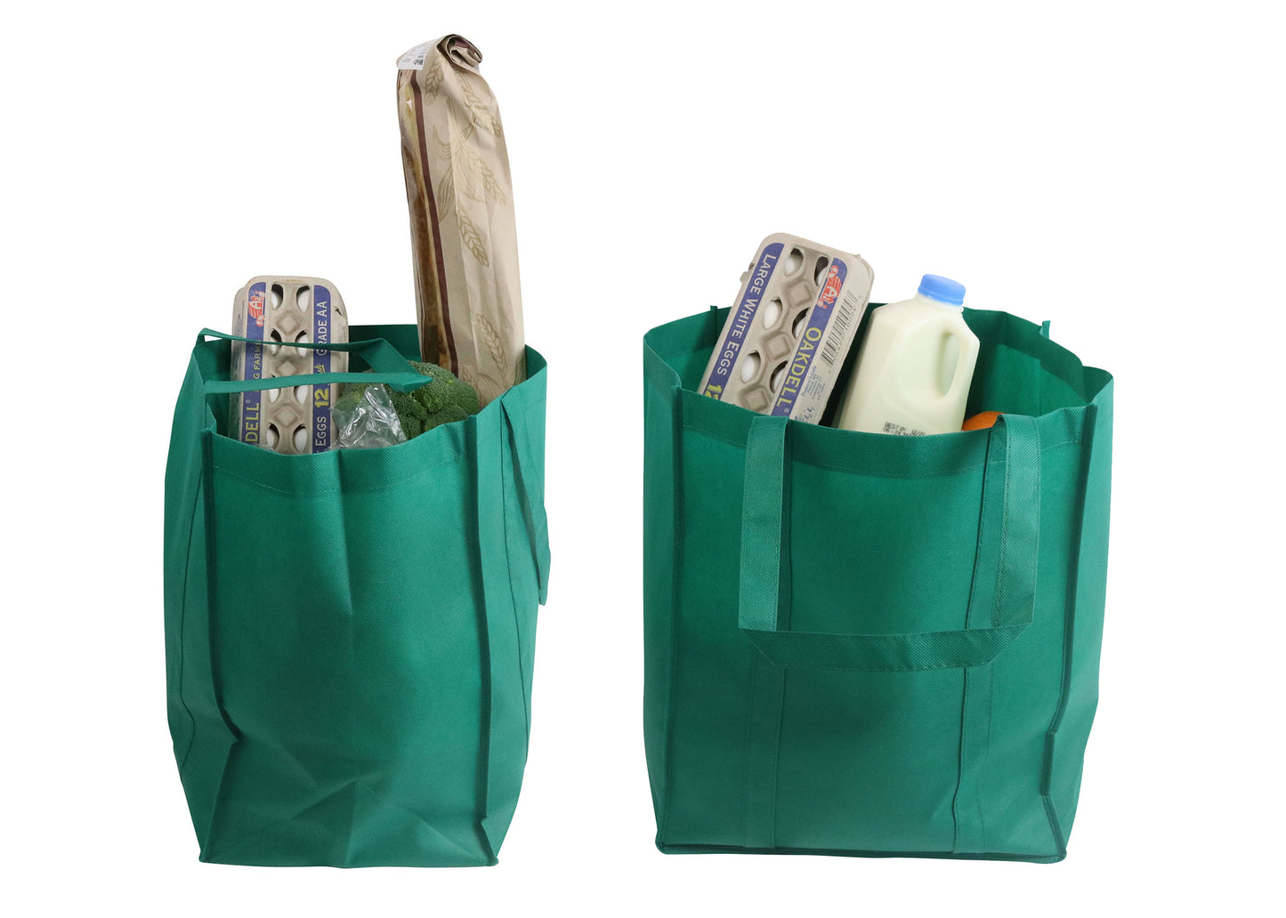 Environment Friendly Reusable Green Grocery Bags, 2 Insulated, 2 Non-Insulated (Set of 4)