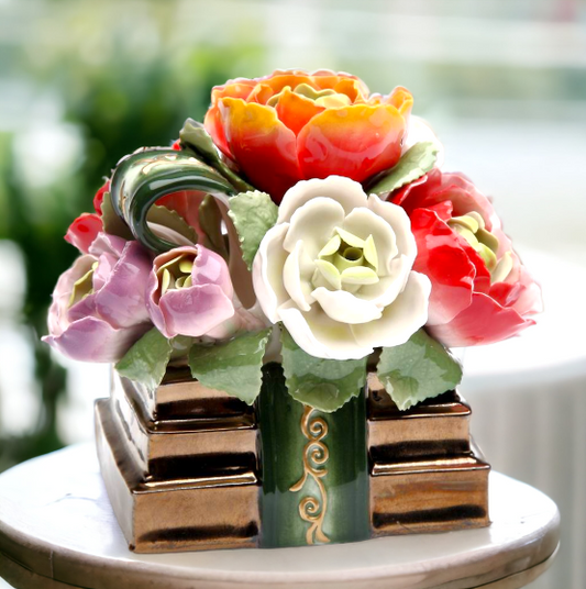 Hand Crafted Ceramic Flowers Music Box Home Décor Gift for Her Gift for Mom Nature Lover Décor Vintage Decor - Music