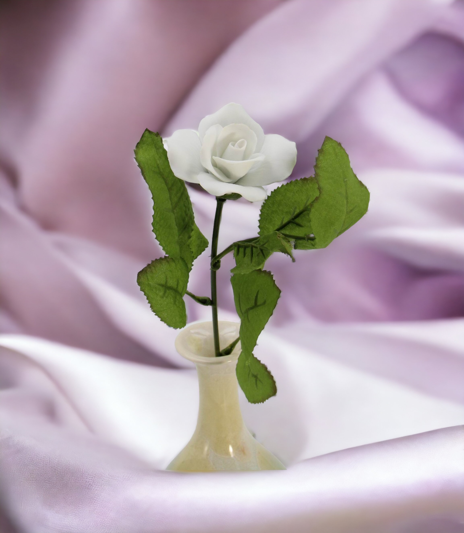 Hand Crafted Ceramic White Rose Flower-Vase NOT Included Valentines Day Decor Wedding Décor or Gift Anniversary Décor