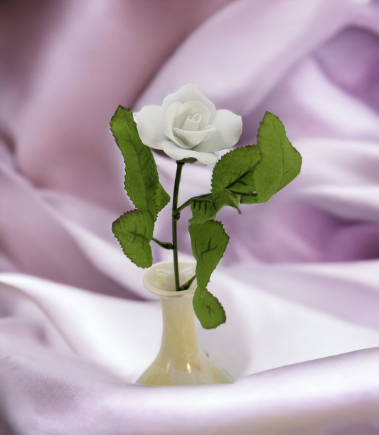 Hand Crafted Ceramic White Rose Flower-Vase NOT Included Valentines Day Decor Wedding Décor or Gift Anniversary Décor