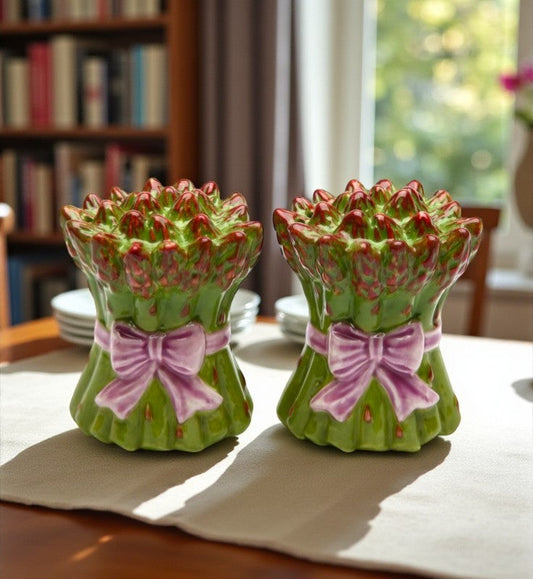 Hand Painted Ceramic Asparagus Salt and Pepper Shakers Home Décor Gift for Her Gift for Mom Kitchen Décor Farmhouse