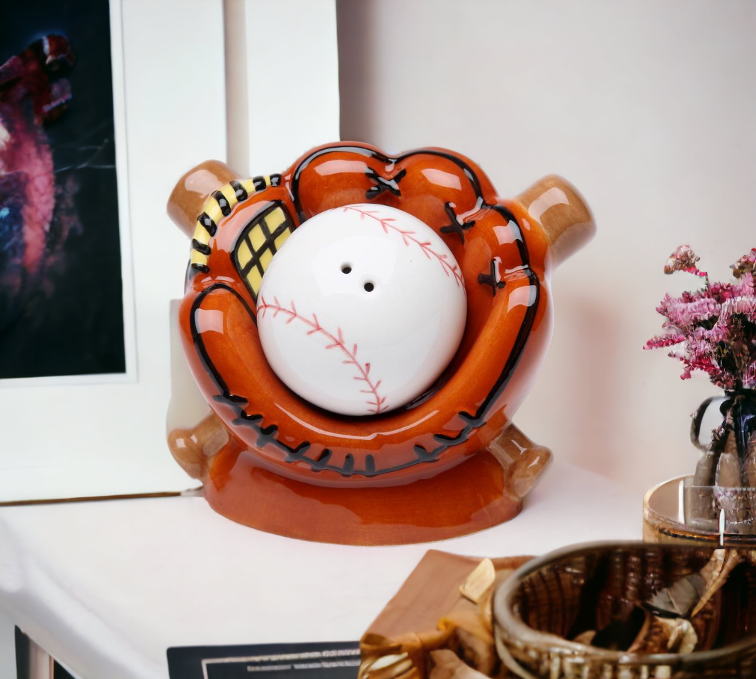 Hand Painted Ceramic Baseball Salt & Pepper Shakers Home Décor Gift for Him Gift for Dad Kitchen Décor Game Room Decor