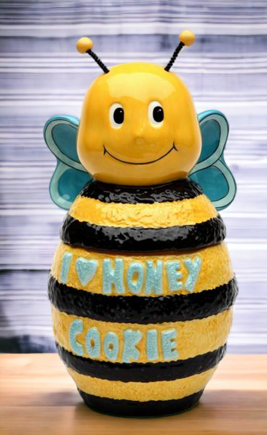 Hand Painted Ceramic Bumblebee Cookie Jar Home Décor Gift for Her Gift for Mom Kitchen Décor Cafe Decor - Cookie Jars