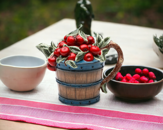 Hand Painted Ceramic Cherry Teapot Gift for Her Gift for Mom Tea Party Décor Café Décor Farmhouse Décor - teapot