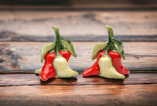 Hand Painted Ceramic Chili Salt & Pepper Shakers Home Décor Gift for Her Gift for Mom Kitchen Décor Farmhouse Décor