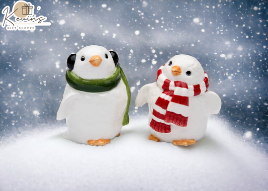 Hand Painted Ceramic Christmas Penguin Couple Salt & Pepper Shakers Home Décor Gift for Her Gift for Mom Kitchen Décor