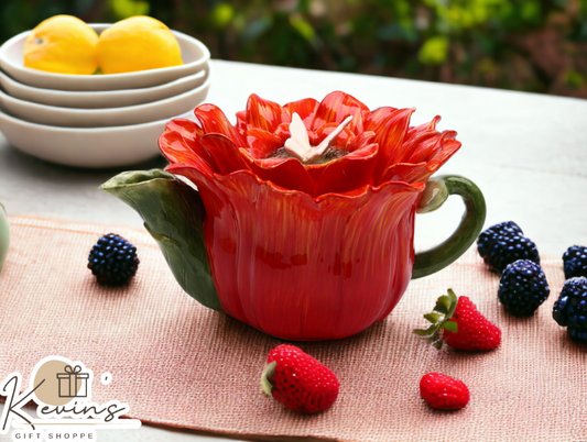 Hand Painted Ceramic Gerbera Daisy Teapot Gift for Her Gift for Mom Tea Party Décor Café Décor Farmhouse Décor