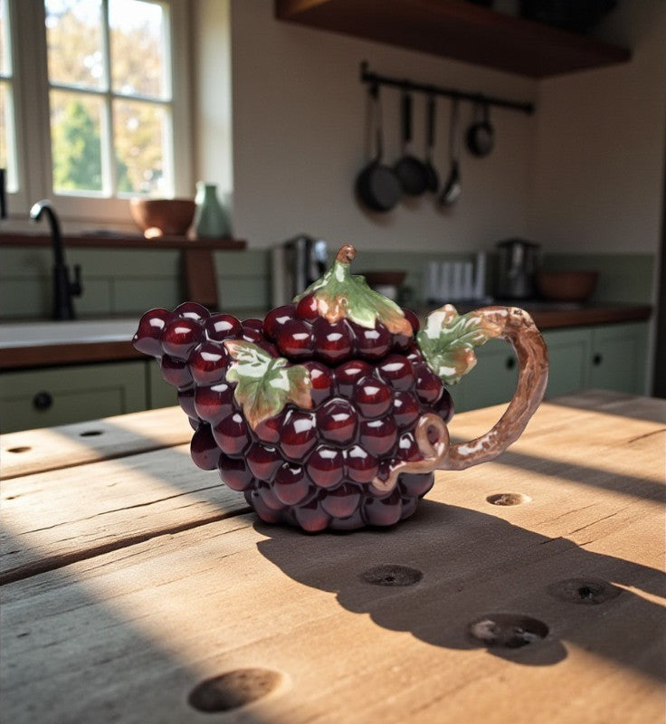 Hand Painted Ceramic Grape Teapot Gift for Her Gift for Mom Tea Party Décor Café Décor Farmhouse Décor - teapot