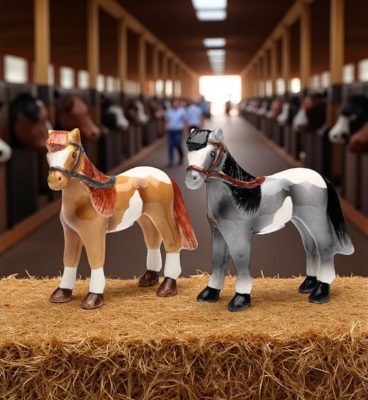 Hand Painted Ceramic Horse Salt & Pepper Shakers Equestrian Gift Gift for Him Gift for Dad Kitchen Décor Office Decor
