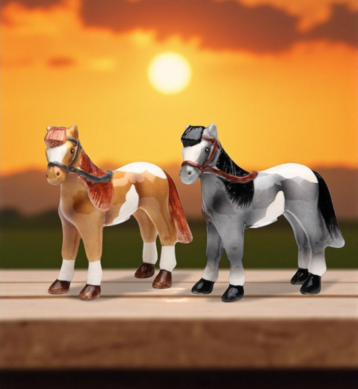 Hand Painted Ceramic Horse Salt & Pepper Shakers Equestrian Gift Gift for Him Gift for Dad Kitchen Décor Office Decor