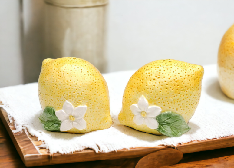 Hand Painted Ceramic Lemon Salt & Pepper Shakers Home Décor Gift for Her Gift for Mom Kitchen Décor Summer Decor - Salt
