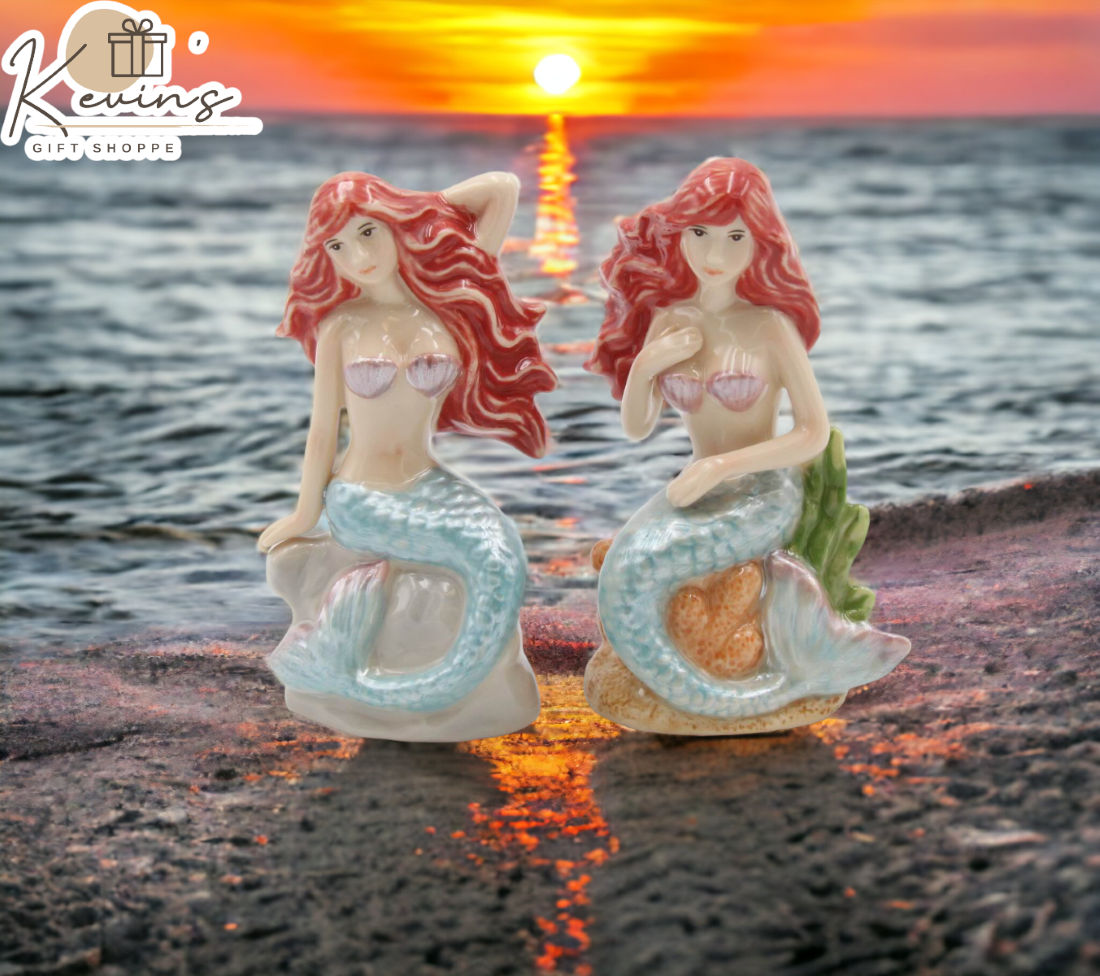 Hand Painted Ceramic Mermaid Salt And Pepper Shakers Home Décor Gift for Her Gift for Mom Kitchen Décor - Salt & Pepper