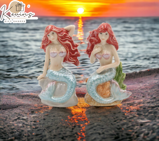 Hand Painted Ceramic Mermaid Salt And Pepper Shakers Home Décor Gift for Her Gift for Mom Kitchen Décor - Salt & Pepper