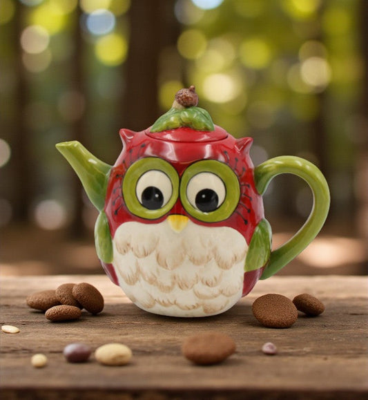 Hand Painted Ceramic Owl Teapot Gift for Her Gift for Mom Tea Party Décor Café Décor Farmhouse Décor - teapot