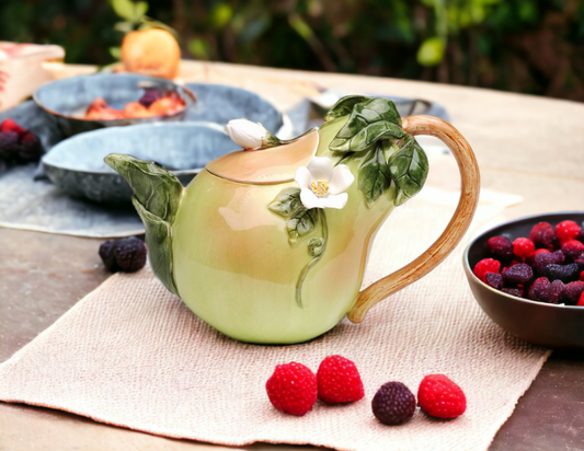 Hand Painted Ceramic Pear Teapot Gift for Her Gift for Mom Tea Party Décor Café Décor Farmhouse Kitchen Décor - teapot