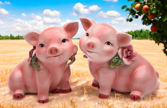 Hand Painted Ceramic Pig with Flowers Salt & Pepper Shakers Home Décor Gift for Her Gift for Mom Kitchen Décor