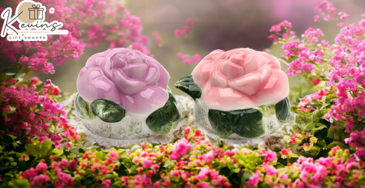 Hand Painted Ceramic Pink And Purple Rose Flower Salt & Pepper Shakers Home Décor Gift for Her Gift for Mom Kitchen