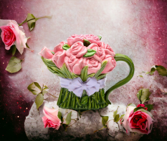 Hand Painted Ceramic Pink Rose Flower Teapot Gift for Her Gift for Mom Tea Party Décor Café Décor Farmhouse Kitchen