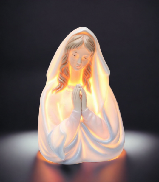 Hand Painted Ceramic Praying Madonna Night Light Home Décor Religious Décor Religious Gift Church Décor Baptism Gift