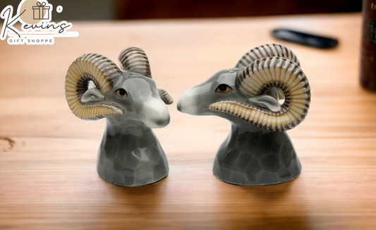 Hand Painted Ceramic Rams Salt & Pepper Shakers Home Décor Gift for Her Gift for Mom Kitchen Décor - Salt & Pepper
