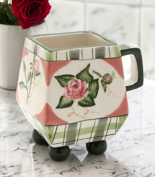 Hand Painted Ceramic Romantic Rose Mug Home Décor Gift for Her Gift for Mom Kitchen Décor Valentine’s Day Décor