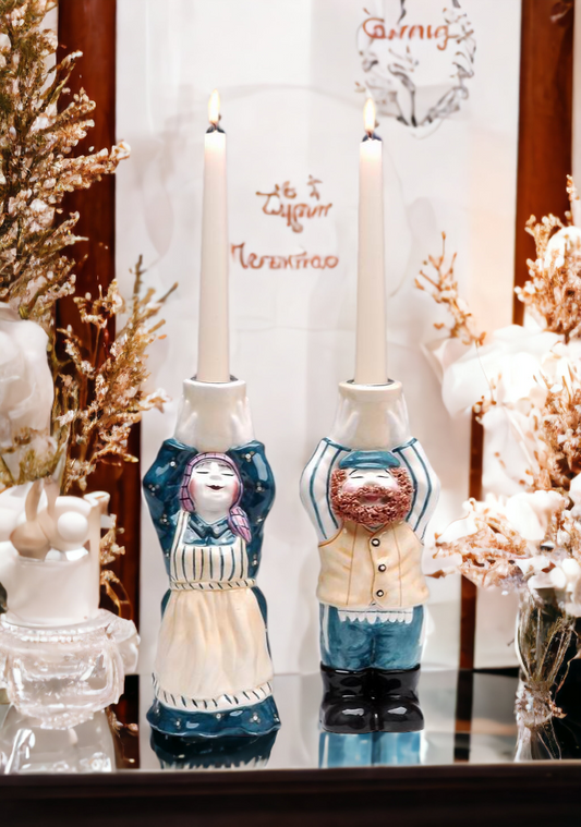Hanukkah Shabbat ’A Blessing On Your Head’ Ceramic Judaica Candle Holders Jewish Decor Hanukkah Decor Home Decor