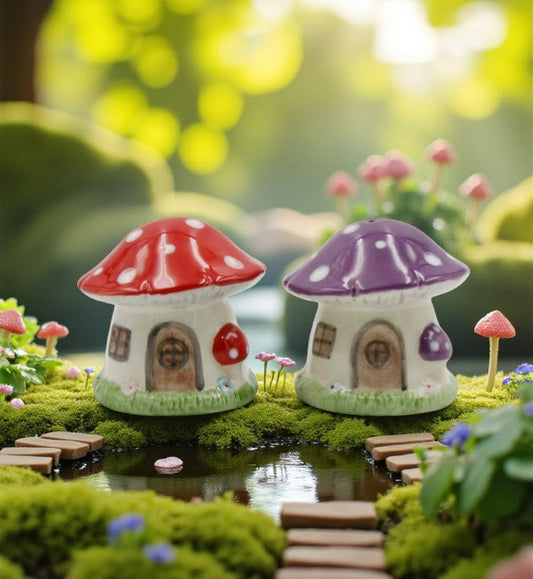 Magic Mushroom Sprinkles Ceramic Salt And Pepper Shakers Home Décor Gift for Her Gift for Mom Fairy Garden Decor - Salt