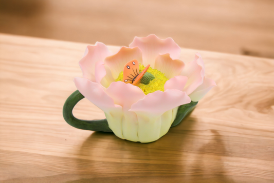 Mini Ceramic Wild Rose with Butterfly Teapot Figurine Gift for Her Gift for Mom Kitchen Décor Tea Party Décor Café