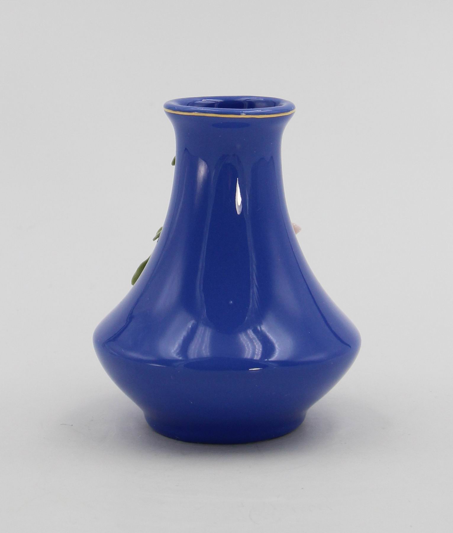Mini Size Ceramic Sweet Pea Flower on Blue Vase Home Décor Gift for Her Gift for Mom Spring Decor