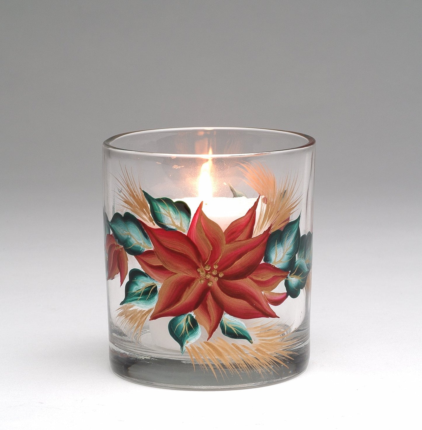 Poinsettia Flower Glass Votive Candle Holders Home Décor Gift for Her Gift for Mom Nature Lover Gift Vintage Decor