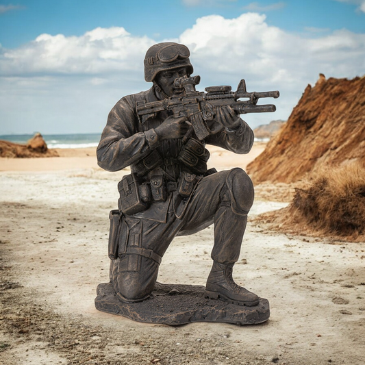 Polyresin Soldier in Combat Gift for Veteran Patriot Gift Military House Decor Gift for Him - Figurine