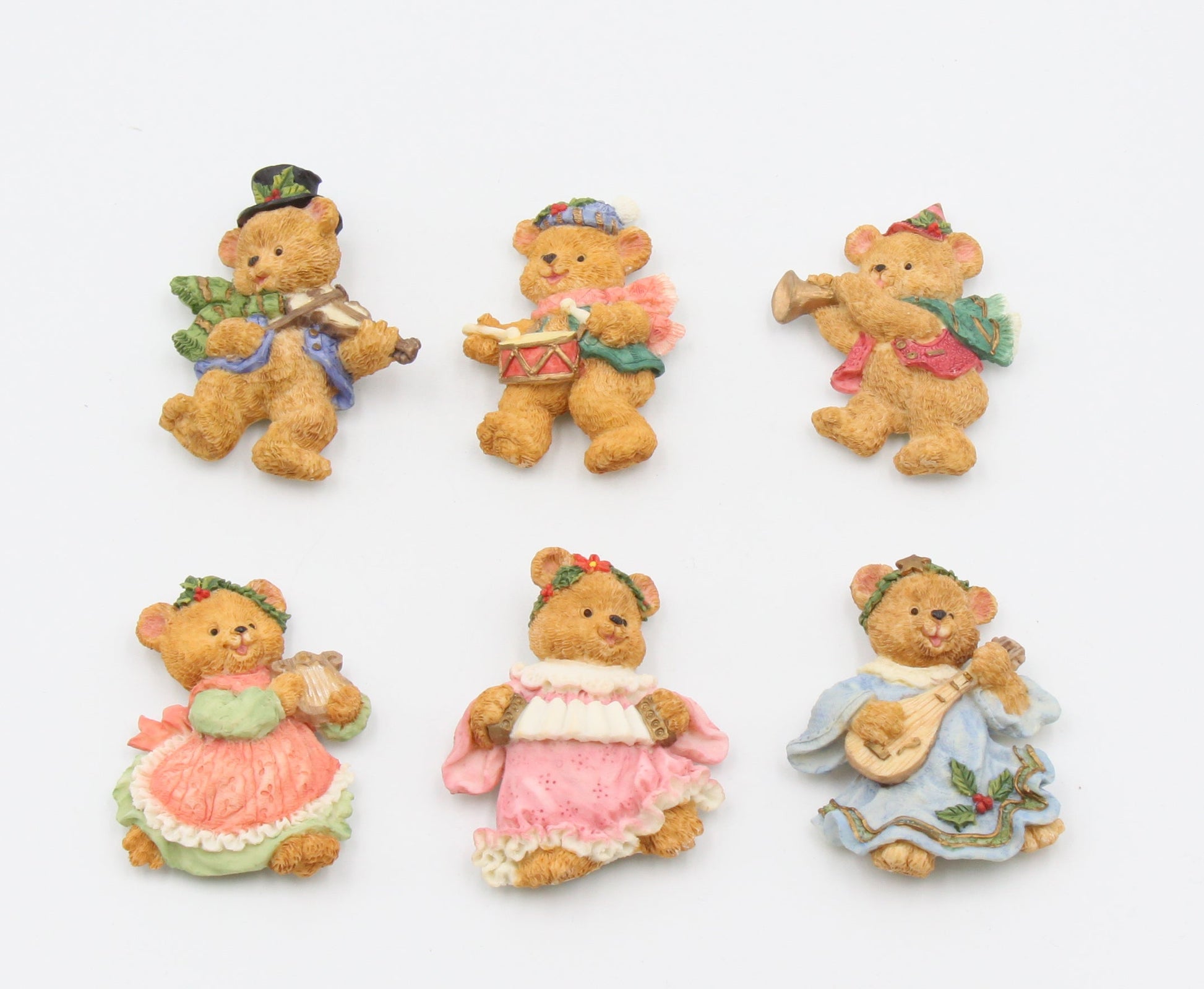 Polyresin Teddy Bear Magnets - Set of 6 Vintage Decor Teddy Bear Collector Gift for Mom - magnets