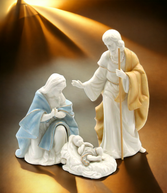 Porcelain Nativity Figurine Set Of 3 Home Décor Religious Décor Religious Gift Church Décor Baptism Gift - Figurines