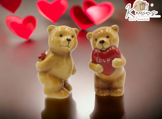 Porcelain Teddy Bear Salt & Pepper Shakers Home Décor Gift for Her Gift for Mom Kitchen Décor Valentine’s Day Décor