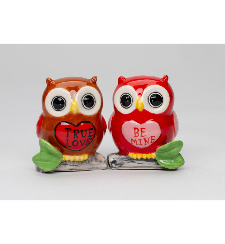 Ceramic Valentine Owl Salt And Pepper Shakers, Home Décor, Gift for Her, Gift for Mom, Kitchen Décor, Valentine’s Day Décor, Romantic Décor