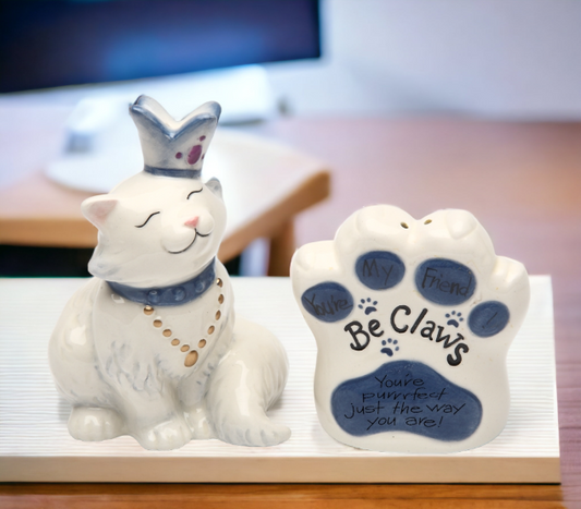 You Are Perfect Just The Way You Are Ceramic Cat Salt & Pepper Home Décor Gift for Her Him Kitchen Décor Cat Lovers