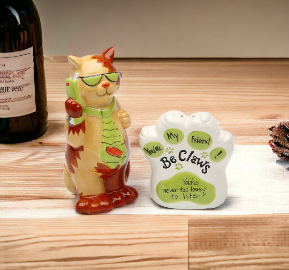 You’re Never Too Busy To Listen Ceramic Cat Salt & Pepper Gift for Her Gift for Mom Kitchen Décor Cat Lovers Gift Pet