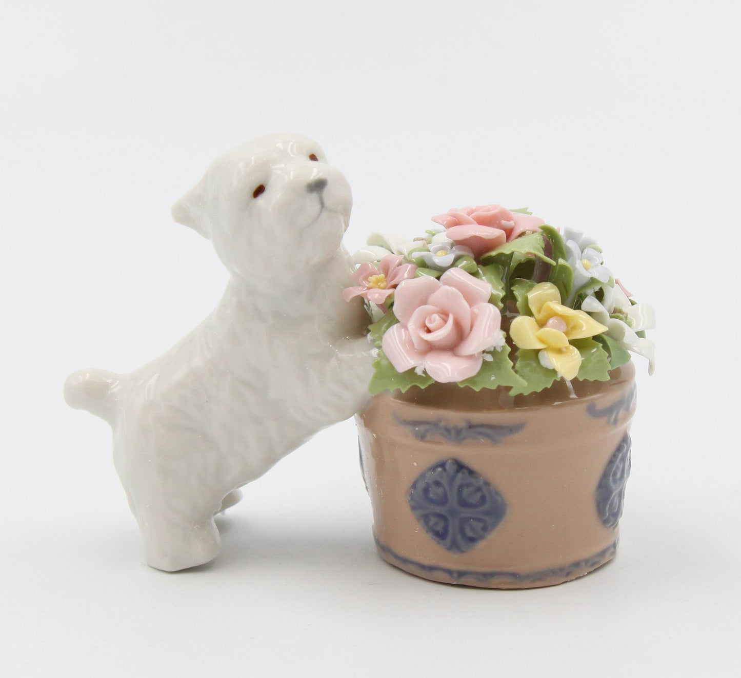 Westie By Floral Pot Small Figurine - kevinsgiftshoppe