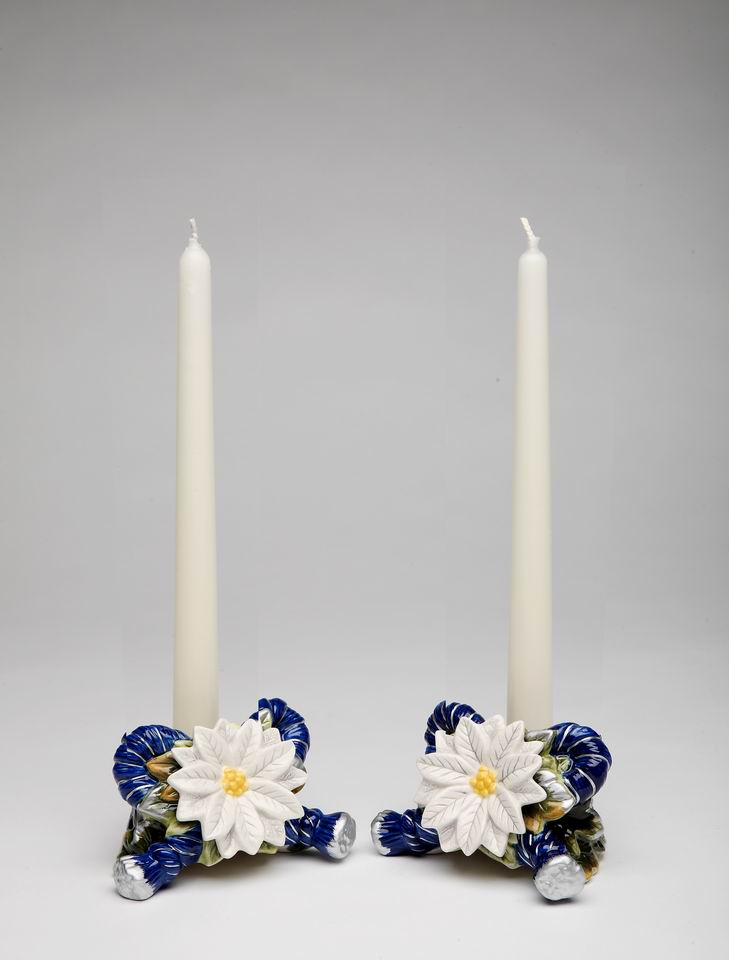 Ceramic Blue Candler Holder Set Of 2, CANDLES NOT INCLUDED, Home Décor, Gift for Her, Gift for Mom, Kitchen Décor, Wedding Decor