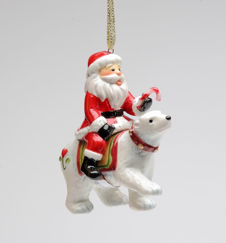 Ceramic Christmas Santa Riding Polar Bear Ornament, Home Décor, Gift for Her, Gift for Mom, Kitchen Décor, Christmas Décor