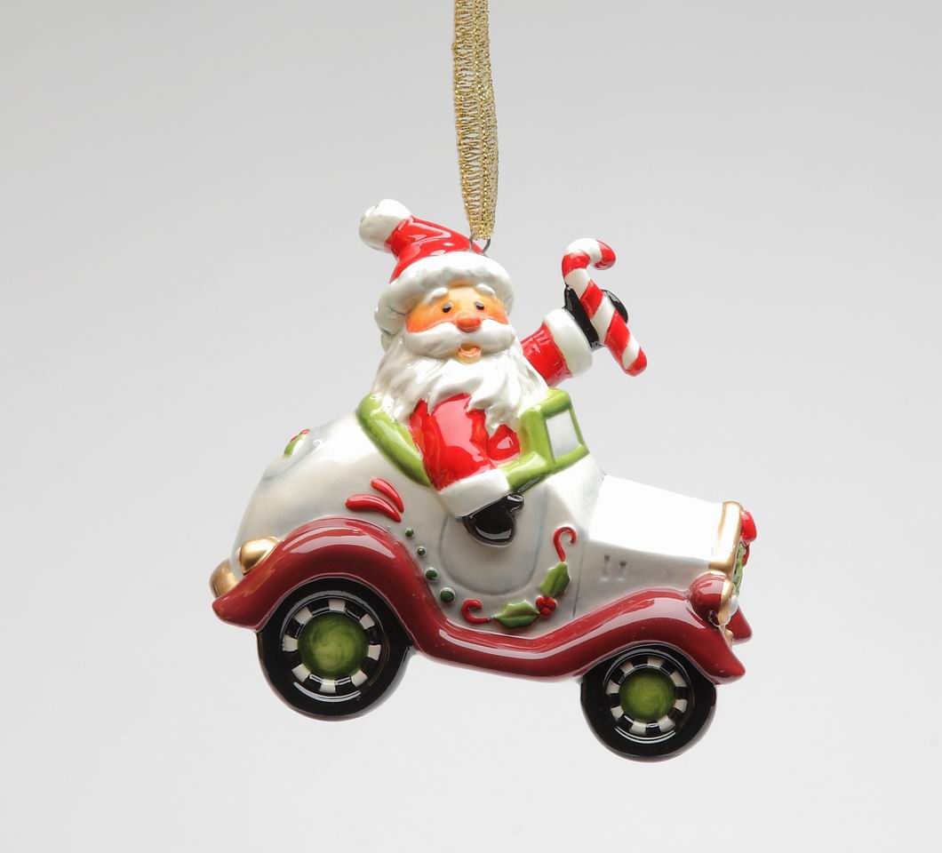 Ceramic Santa Driving Car Ornament, Home Décor, Gift for Her, Gift for Mom, Kitchen Décor, Christmas Décor