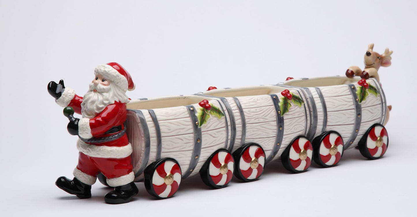 Ceramic Christmas Santa Train Box With Salt & Pepper ( 5 Pcs Set ), Home Décor, Gift for Her, Gift for Mom, Kitchen Décor, Christmas Décor