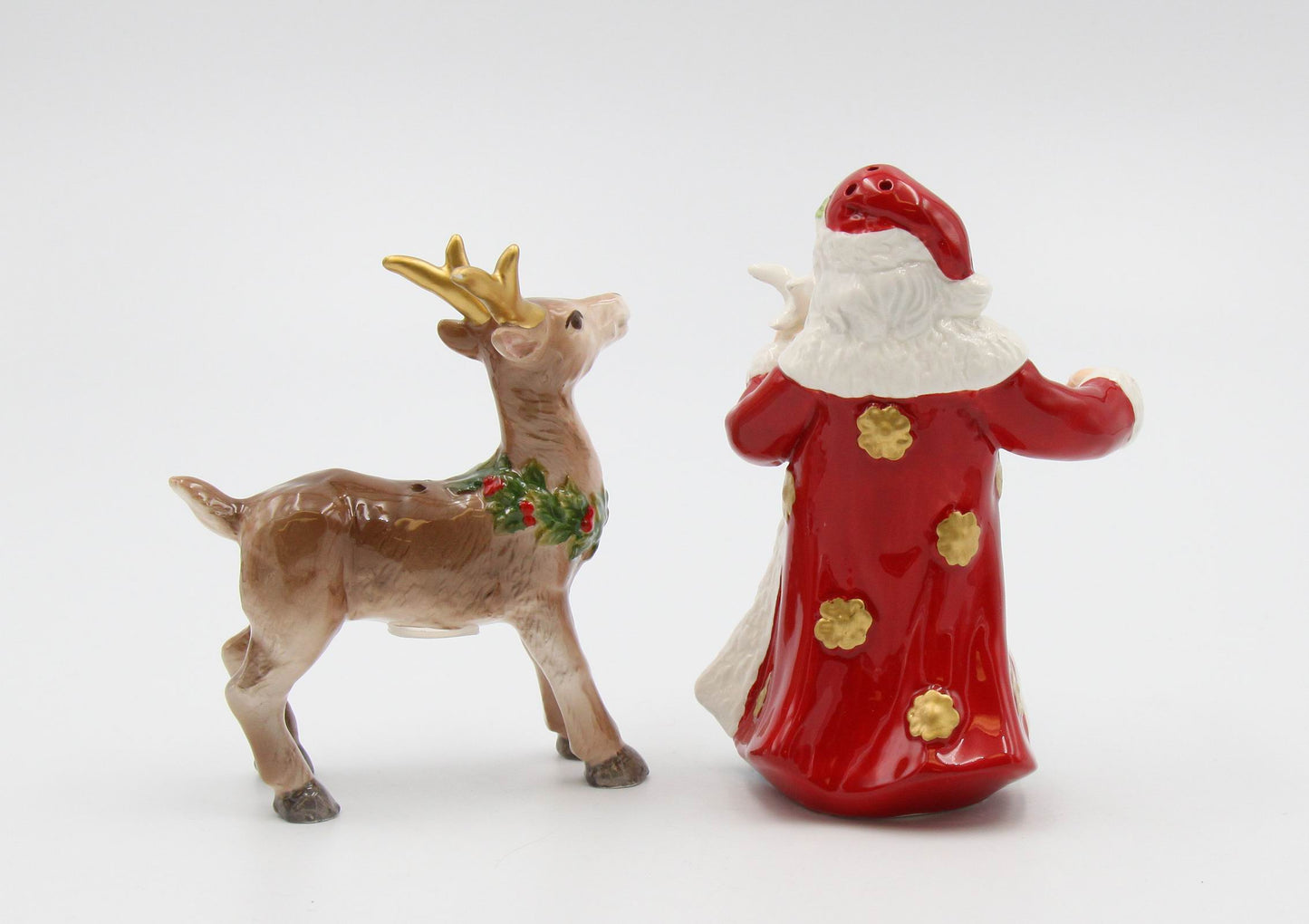 Ceramic Christmas Fantasia Santa And Deer Salt & Pepper, Home Décor, Gift for Her, Gift for Mom, Kitchen Décor, Christmas Décor