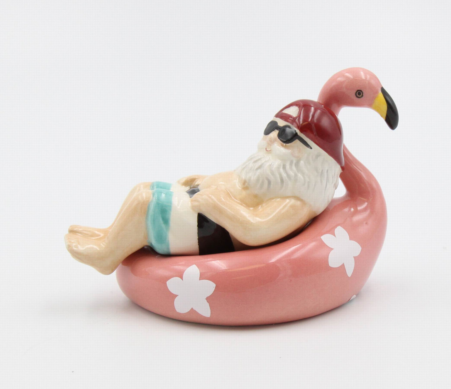 Santa Lying On Flamingo Salt And Pepper - kevinsgiftshoppe