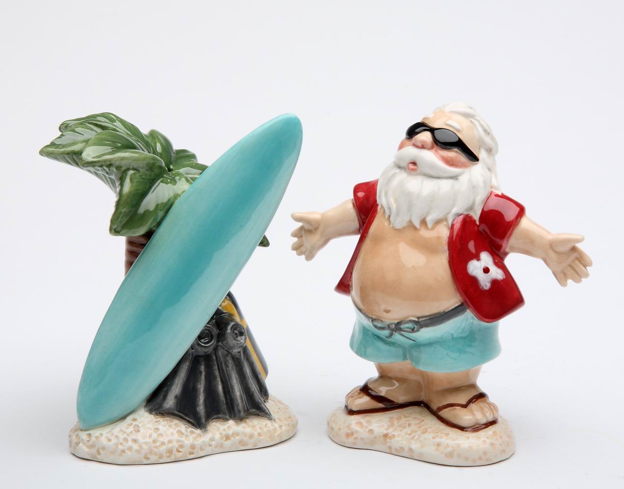 Hawaii Santa With Palm Tree Salt & Pepper - kevinsgiftshoppe