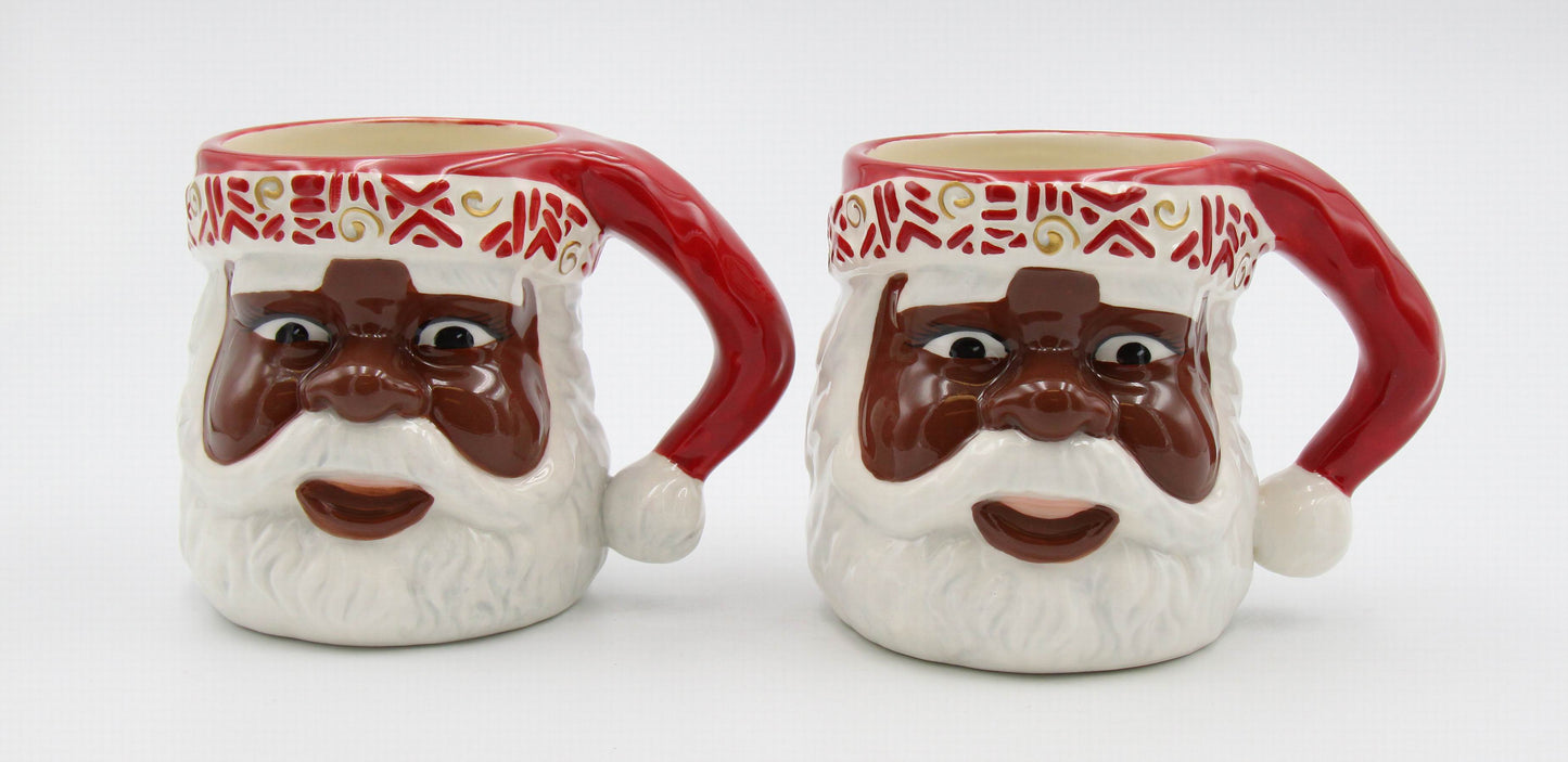 African American Set Of 2 Santa Mug 14 Oz - kevinsgiftshoppe