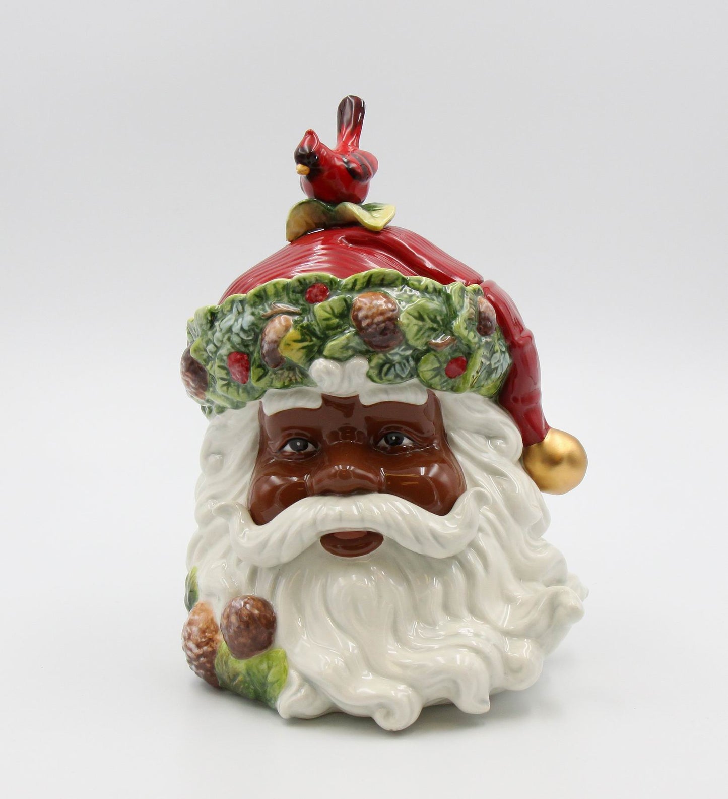 Ceramic African American Christmas Santa Cookie Jar, Home Décor, Gift for Her, Gift for Mom, Kitchen Décor, Christmas Décor