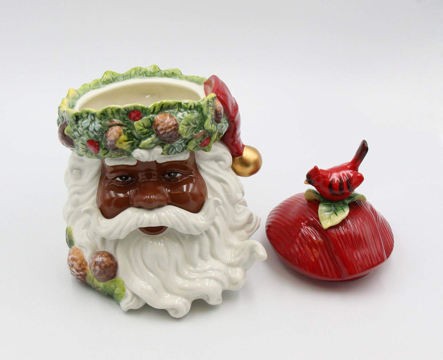 Ceramic African American Christmas Santa Cookie Jar, Home Décor, Gift for Her, Gift for Mom, Kitchen Décor, Christmas Décor