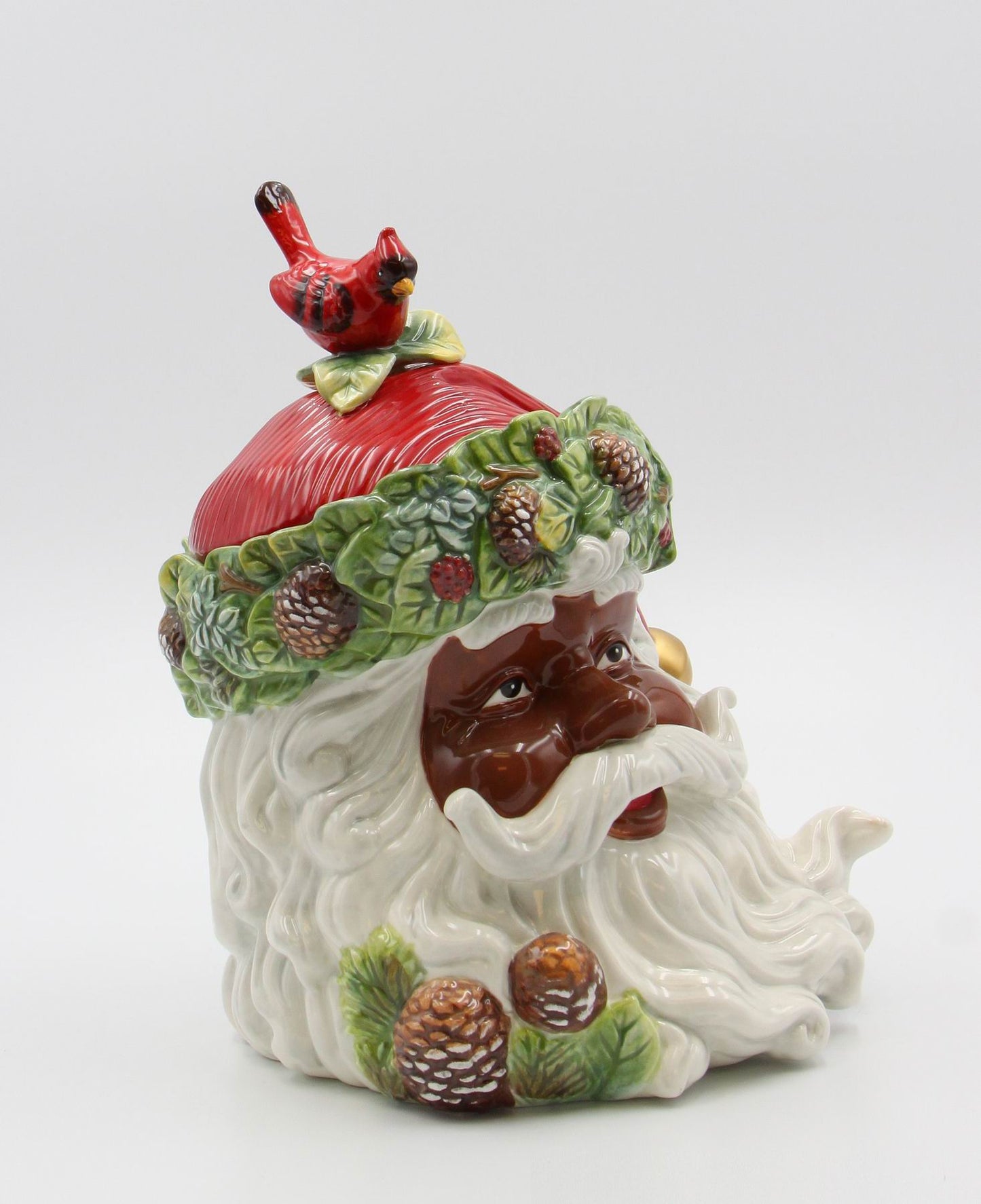 Ceramic African American Christmas Santa Cookie Jar, Home Décor, Gift for Her, Gift for Mom, Kitchen Décor, Christmas Décor