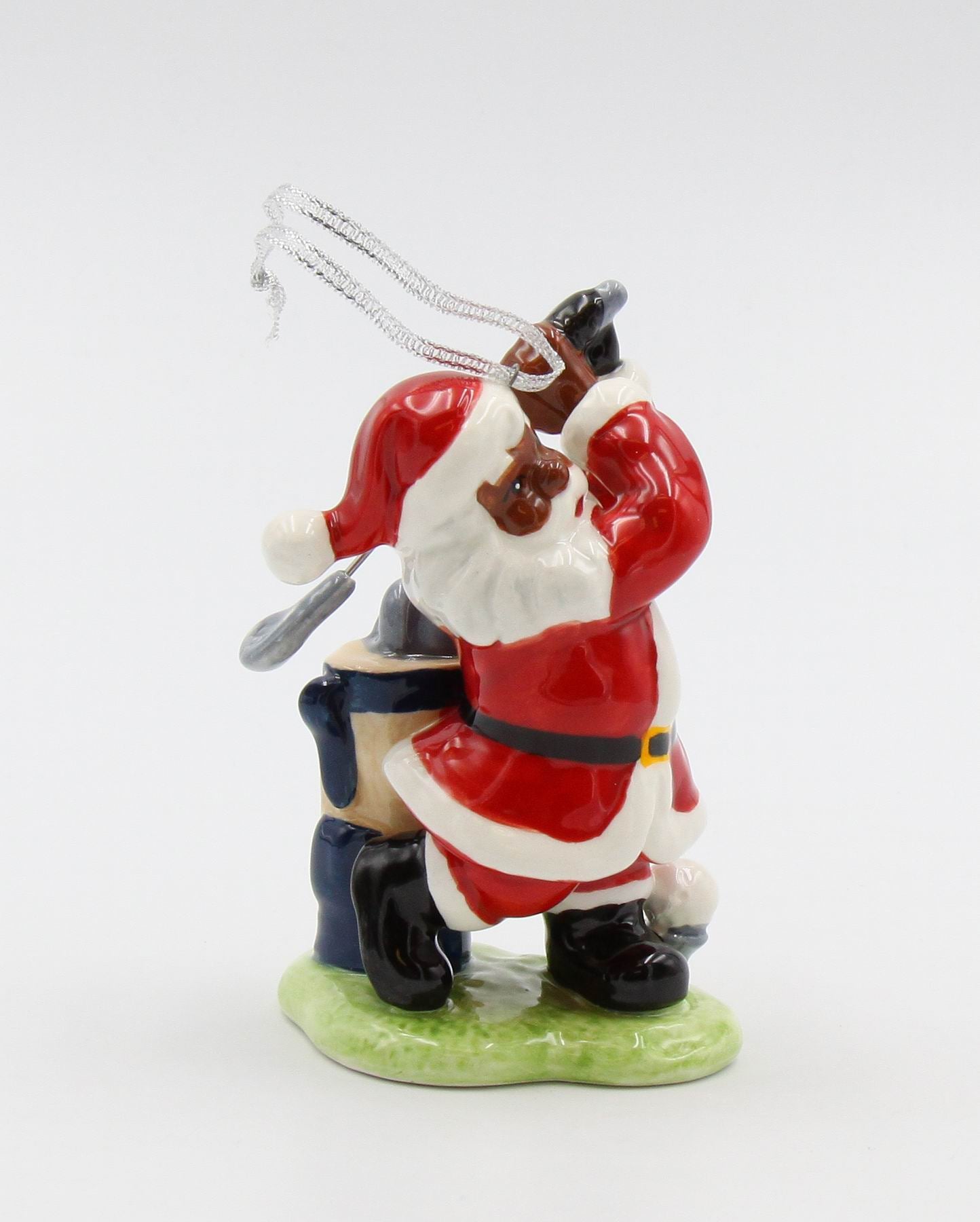 Ceramic African American Golfing Santa Ornament, Home Décor, Gift for Her, Mom, Him, Dad, Christmas tree Décor, Wall Decor